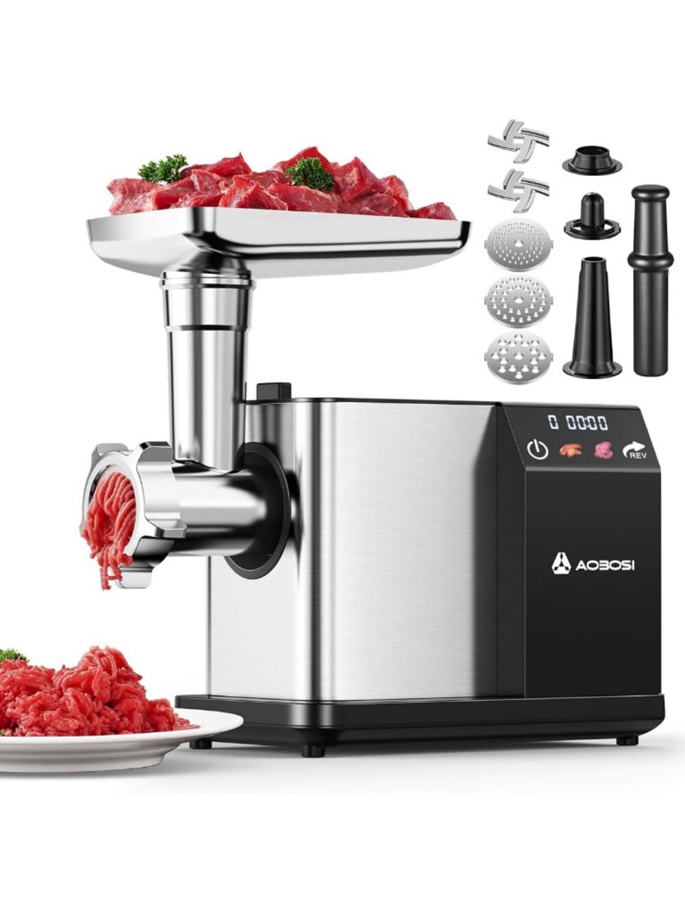 High-Power Electric Meat Grinder with 3 Speed Touch Control, 3000W Capacity